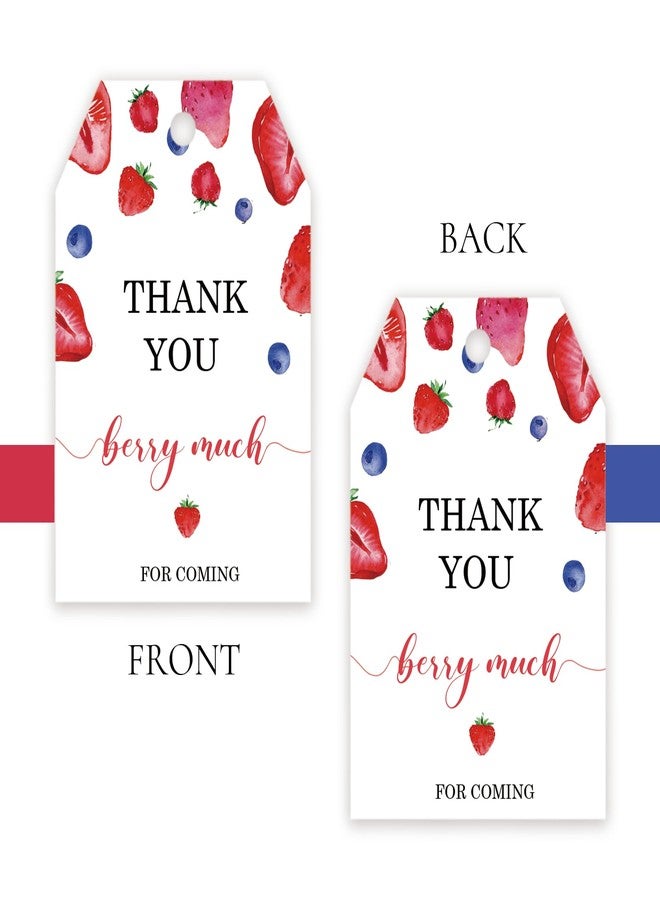 FORSHEEP 50pcs Strawberry Thank You Tags, Blueberry Party Favors Gift Tag with String, Berry Sweet Favor Tags for Baby Shower Party, Sweet One Party Favors - Image 4
